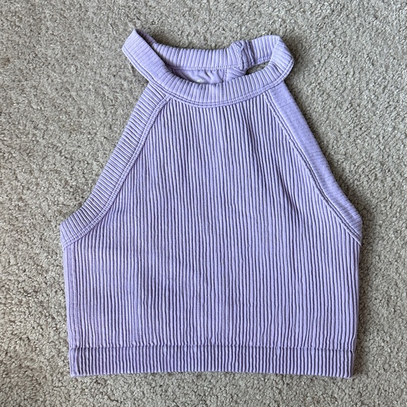 aerie Tops - Aerie Lavender Ribbed Halter Tank